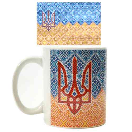 Чашка керамічна Вишиванка та тризуб Київ