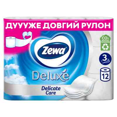 Туалетний папір Zewa Deluxe білий 3 шари 12 рулонів (7322540989779) Вінниця