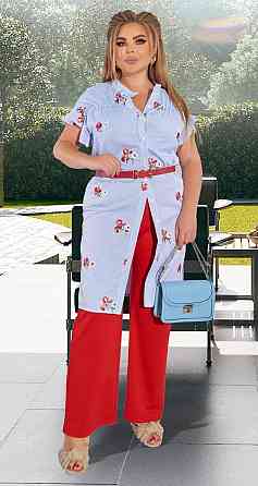 Голубое платье из вискозы с вышивкой Киев