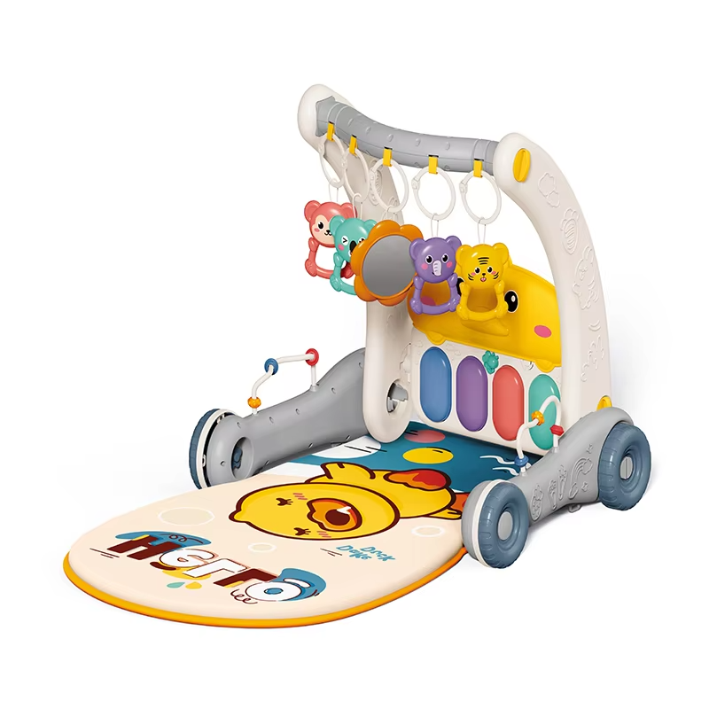 Музыкальный игровой коврик-ходунки 2в1 с пианино, погремушками и зеркальцем, коврик для детей, серый Каменец-Подольский - изображение 3