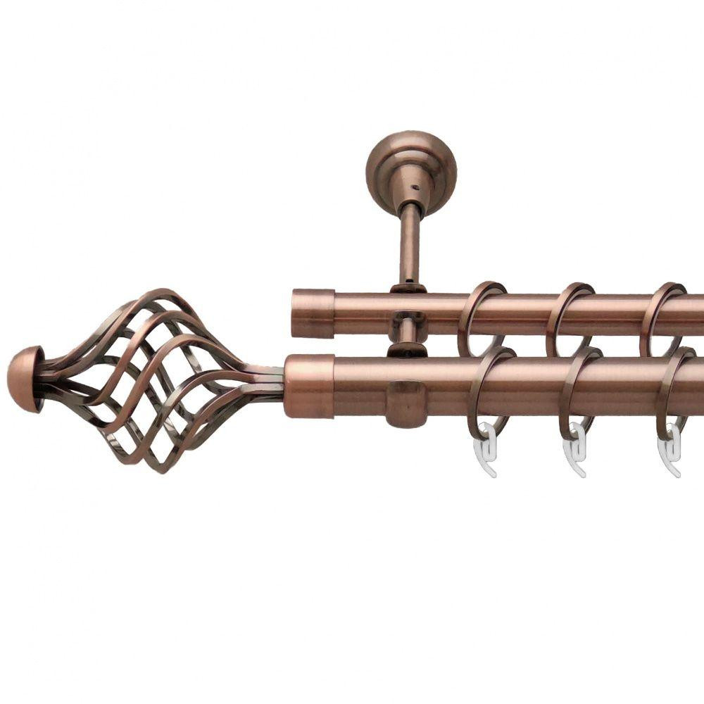 Карниз Orvit Арезо металевий дворядний відкритий гладка труба кільце фасонне металеве  Мідь 25\16 мм 200 см (6948852) Львів - фото 1