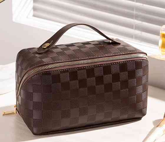 Косметичка на блискавці зі штучної шкіри, дорожня, коричнева Кам'янець-Подільський