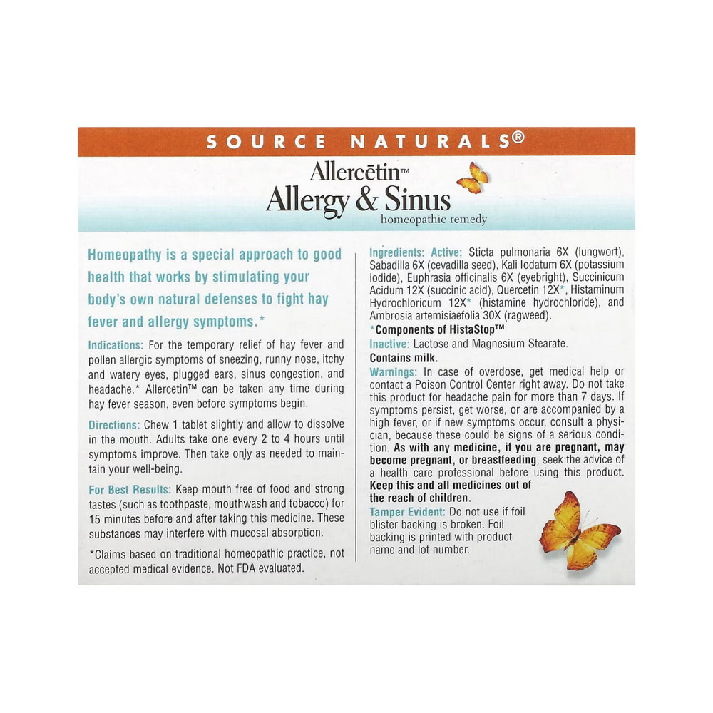 Гомеопатический препарат Source Naturals Allercetin™ Allergy & Sinus 48 таб Киев - изображение 2