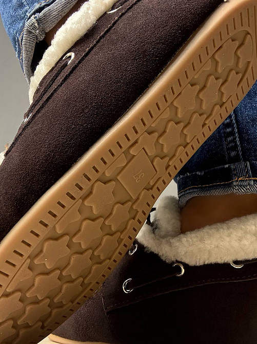 Ботинки женские Hengji 992-6 мокасины замшевые на меху с опушкой коричневые, 36, 23 см Киев - изображение 16