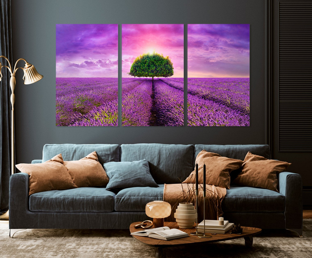 Модульна картина у вітальню/ спальню    Лавандове поле    ART-197_3A 70х130 см Київ - фото 3