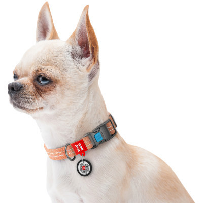 Ошейник для животных WAUDOG Re-cotton с QR паспортом светоотражающий Ш 20 мм Д 28-40 см оранжевый (02884) Винница - изображение 5