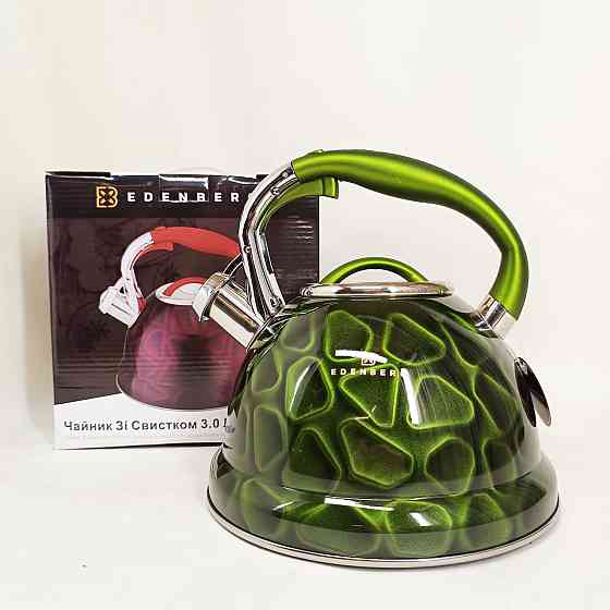 Міцний чайник зі свистком для кухні Edenberg, Практичний чайник для газової плити DY-84 Івано-Франківськ