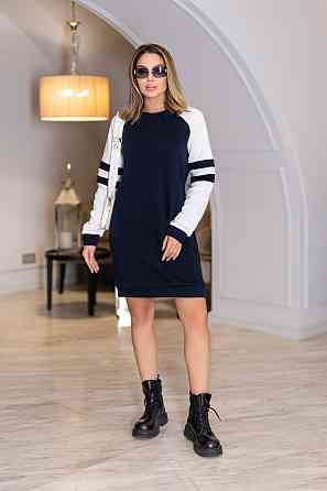 Тепле плаття із тринитки на флісі "Cindy" | Батал Темно-синій, 54-56 Київ