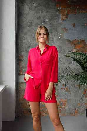 Костюм-двійка жіночий літній креп-жатка Малиновий S Харків