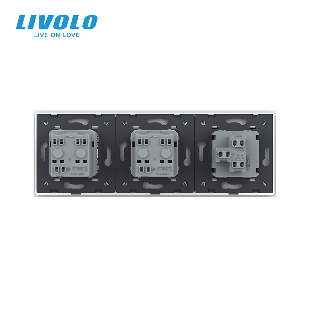 LIVOLO Одноклавішний вимикач з подвійною розеткою Livolo білий скло (VL-C7C2EUK1-11) Коломия - фото 8