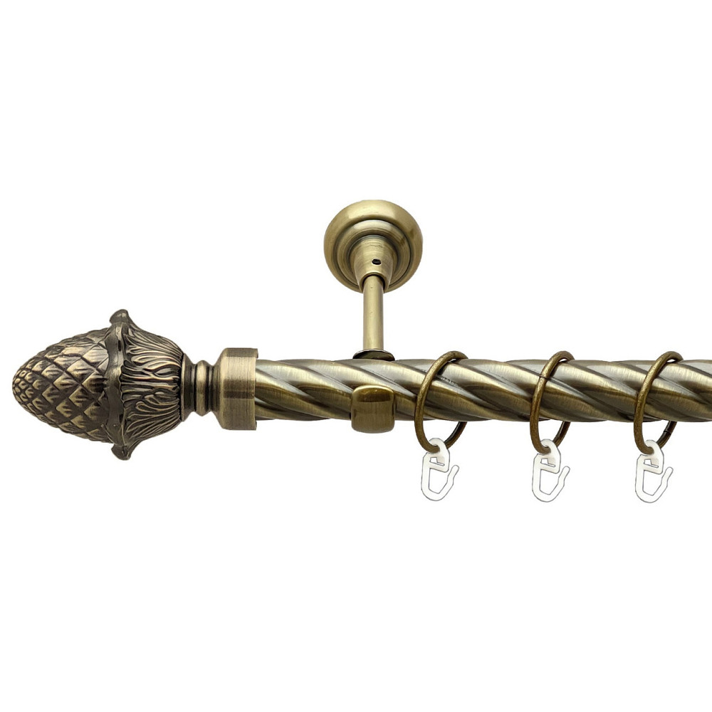 Карниз Orvit Цинара металевий однорядний відкритий скручена труба кільце металеве Антик 25 мм 240 см (00-00024378) Львів - фото 1