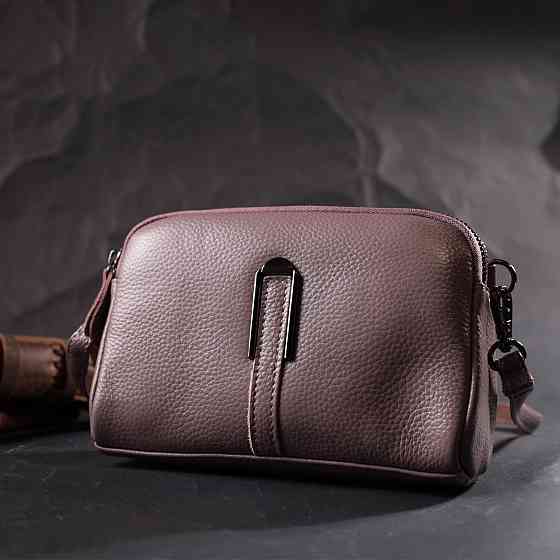 Сумка жіноча цікавого кольору на два відділення з натуральної шкіри Vintage 22279 Фіолетова Київ