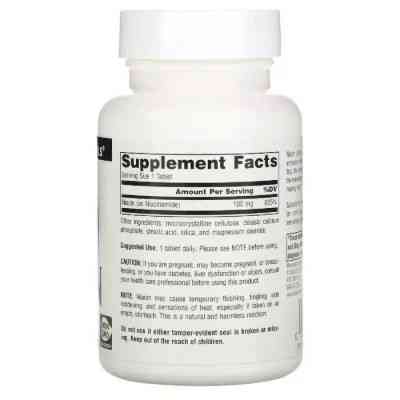 Вітамін Source Naturals Ніацин, Вітамін В3, 100 мг, Niacin, 100 таблеток (SN0501) Вінниця