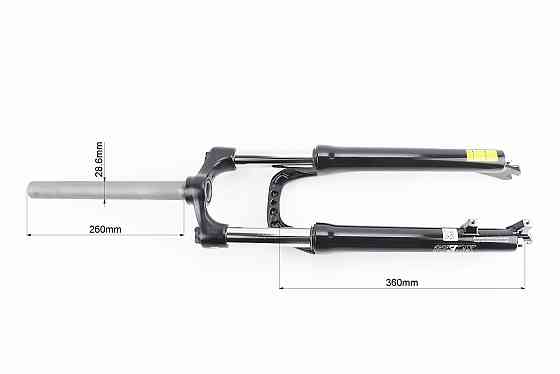 Вилка 26" амортизаційна, без різьби 1-1/8" (28,6мм), шток 260мм, з ходом 100мм, Disk-brake, Preload, алюмінієва, чорна XCE 28 Київ