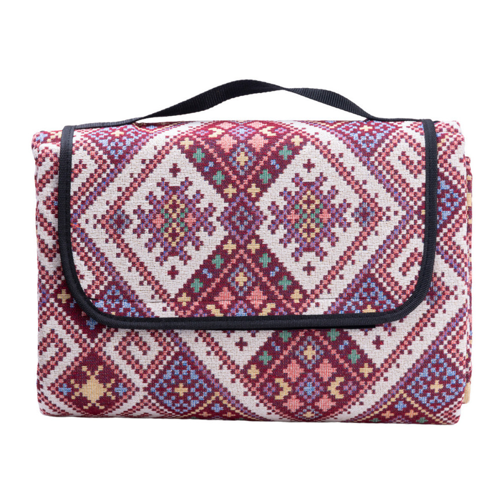 Червоний жакардовий коврик для пікніка Київ - фото 1