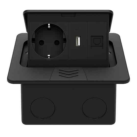 LIVOLO Розетка підлогова подвійна LIVOLO чорна, вбудована у підлогу, з USB 10Вт, інтернет RJ-45 Коломыя