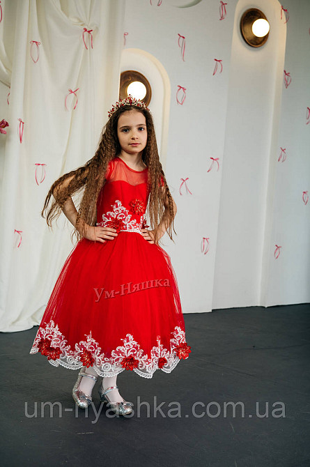 Детское нарядное красное платье 3Д-Кружево 116-134 Кривой Рог - изображение 1