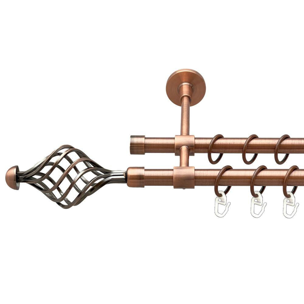 Карниз Orvit Арезо металевий дворядний закритий гладка труба кільце металеве Мідь 16\16 мм 240 см (00-00019780) Львів - фото 1