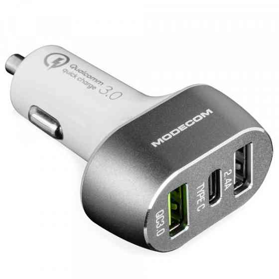 Автозарядка 3xUSB (USB-C, 2xUSB-A) PD/QC3.0 біла Modecom (ZT-MC-CU2C1-07) Киев