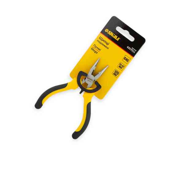 Длинногубцы прямые 125 мм черно-желтые ручки Мукачево