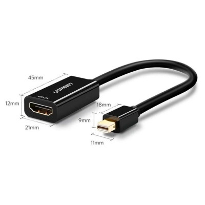 Переходник Mini DisplayPort M to HDMI F 4K 30Hz black Ugreen (40360) Винница - изображение 3