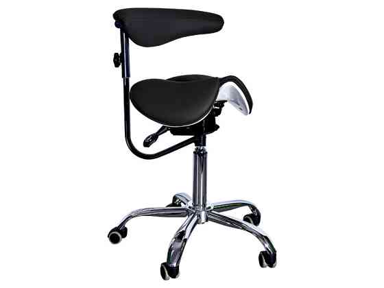 Стілець-сідло для майстра 8016-2, зі спинкою, роздільне сидіння, 3 регулювання Чорний Київ