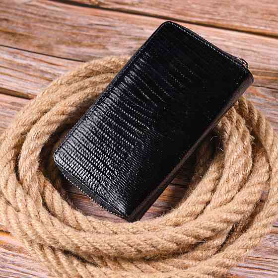 Интересное женское портмоне из лакированной фактурной кожи KARYA 21431 Черный Киев