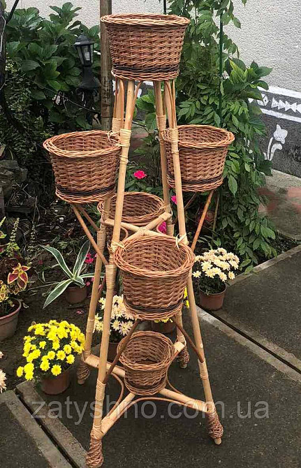 Підставка для квітів плетена для 6 горщиків Київ - фото 3