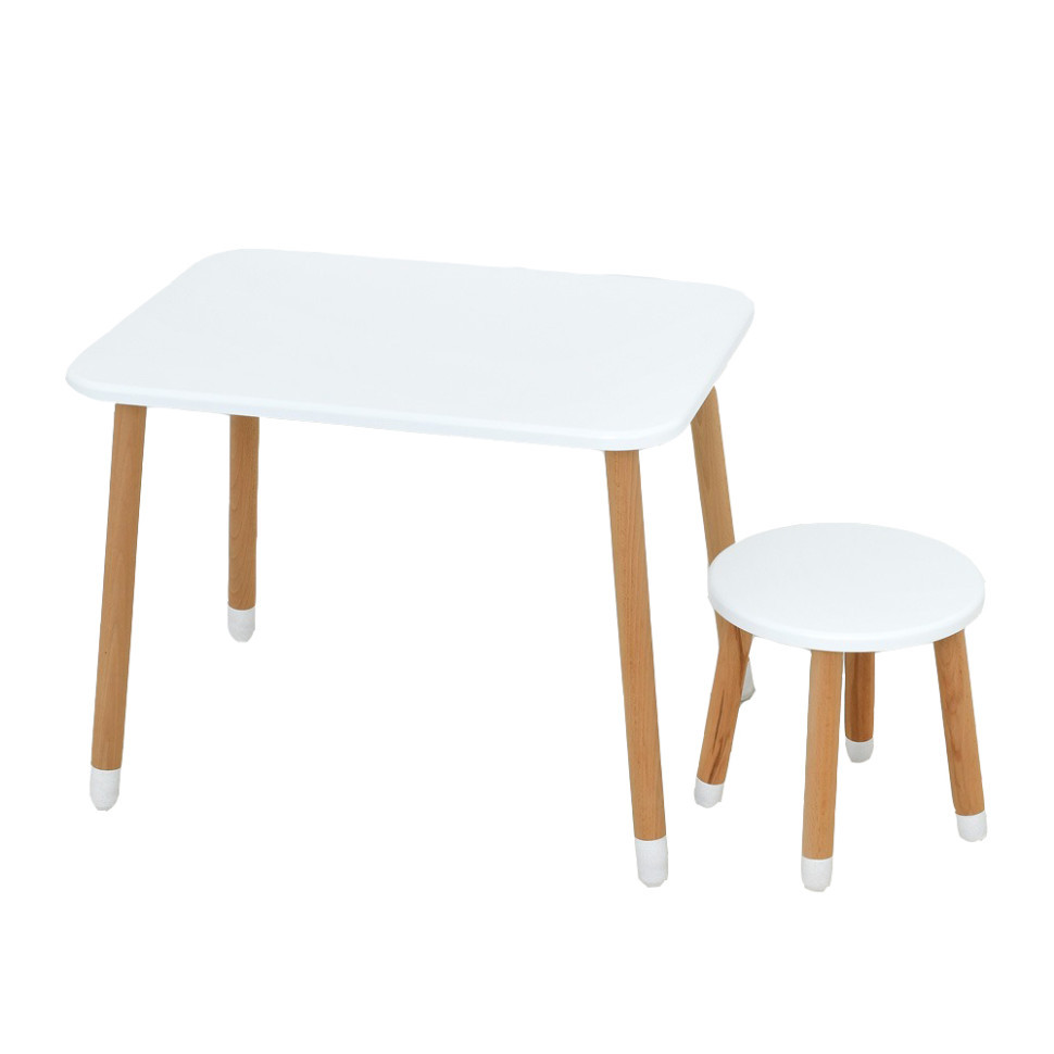 Детский стол с табуреткой 04-026W МДФ, дерево, белый Винница - изображение 1