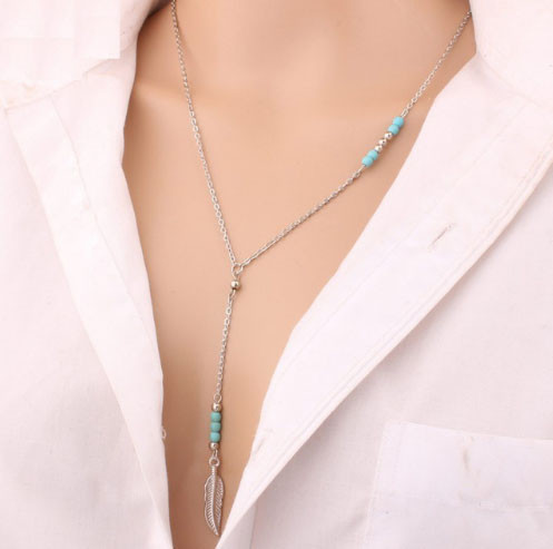 Ланцюжок кольє сріблястий з підвіскою та камінням Київ - фото 1