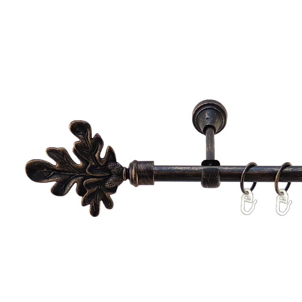 Карниз Orvit Листок Дуба металевий однорядний відкритий Чорне Золото 16 мм 240 см (5467982) Львів - фото 1