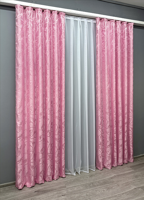 Комплект готових штор VR-Textil Жакард № 1731ш Рожевий 150х270 см 2 шт (33-0704) Київ - фото 4