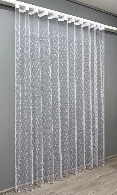 Тюль VR-Textil 1836т Фатин з вишивкою Білий з бузковим 300х270 см (40-192) Київ - фото 3