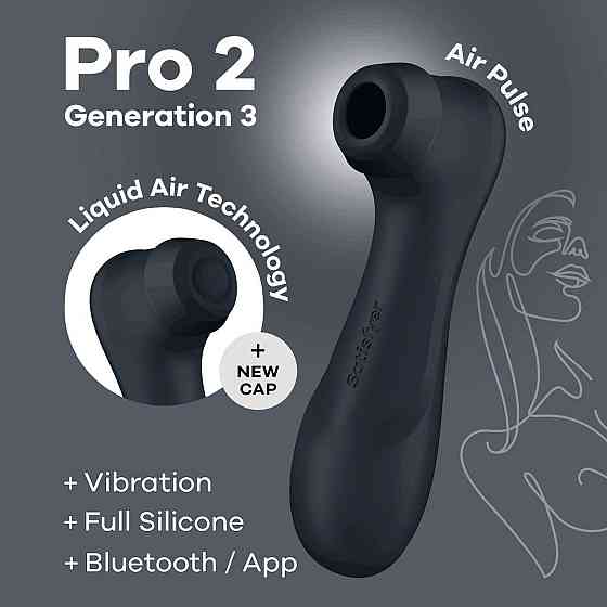 Вакуумний кліторальний стимулятор Satisfyer Pro 2 Generation 3 with Liquid Air Connect App Dark Grey Sex Aura Київ