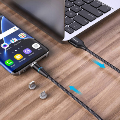 Дата кабель USB 2.0 AM to Lightning + Micro 5P + USB-C 1.0m Magnetic ColorWay (CW-CBUU038-BK) Винница - изображение 6