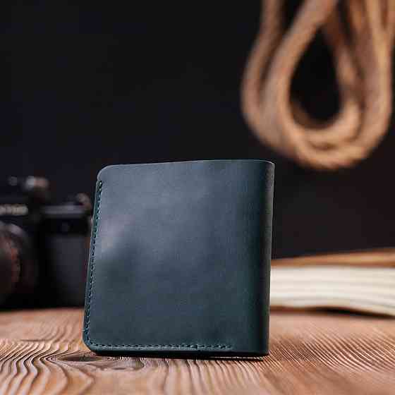 Невелике вінтажне шкіряне портмоне Shvigel 16603 Зелений Київ