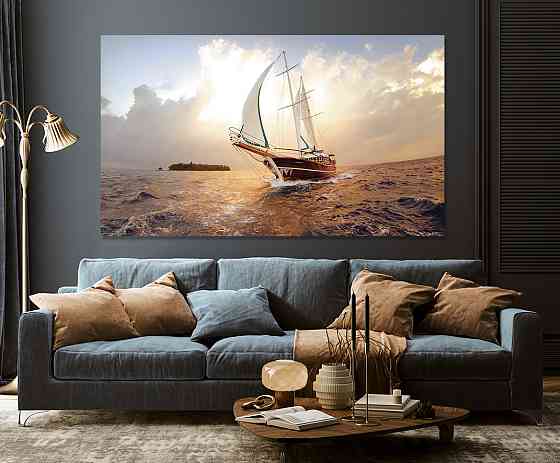 Картина холст у вітальню / спальню  Човен в морі     MLP_64 ( 60х30см ) 80x120 см Київ