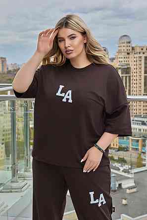 Жіночий легкий спортивний костюм із футболкою "Amante" |  Норма та батал Шоколадний, 54-56 Київ