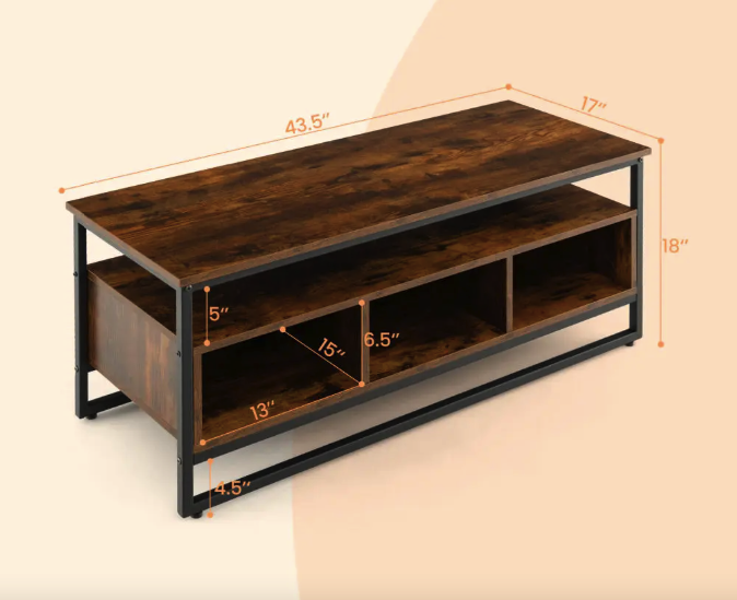 Комод тумба для дому під тв довга сучасна з полицями Costway Mary в стилі лофт Київ - фото 6