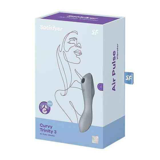 Вакуумний стимулятор з вібрацією Satisfyer Curvy Trinity 3 BlueGrey Sex Aura Київ
