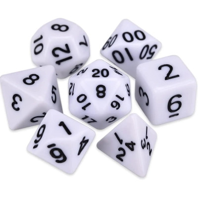 Набор кубиков для настольных игр Games 7 Days Opaque 7 Dice Set - White (g7dopaq07) Винница - изображение 1