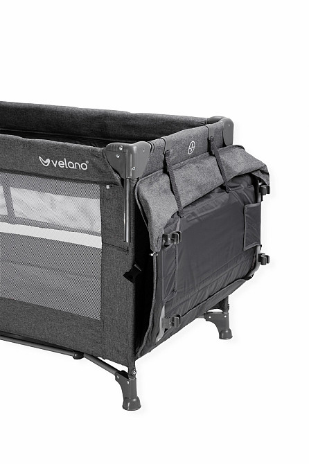Ліжко-манеж дитяче з другим ярусом та пеленатором VELANO Tino, dark grey Київ - фото 15