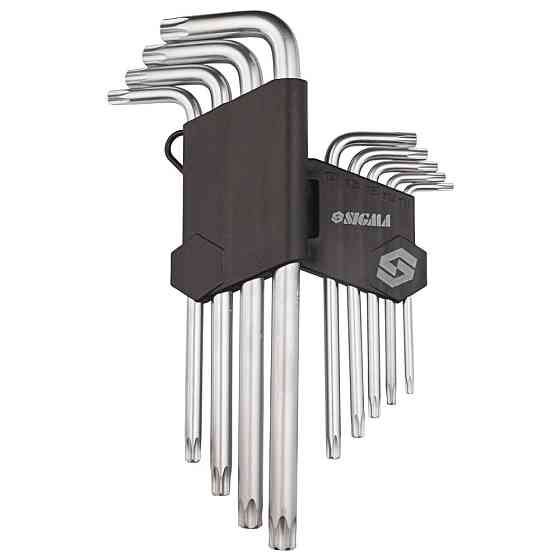 Ключі TORX 9 шт T10-T50 мм CrV (середні з отвором) SIGMA (4022221) Київ