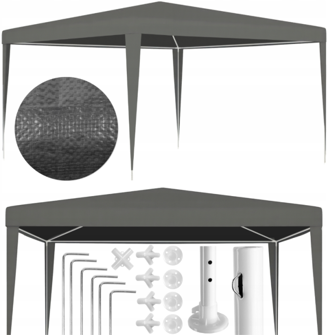 Павільйон садовий MalTec 3×3×1,9м GRAY (Польща) Київ - фото 6