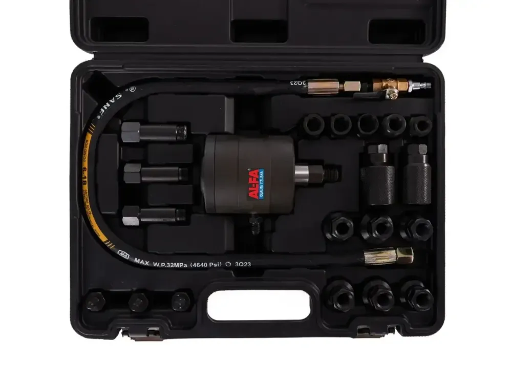 Пневматичний знімач форсунок для дизельних двигунів AL-FA Комплект зняття пневматичної форсунки 4 з адаптерами та кейсом Львів - фото 2
