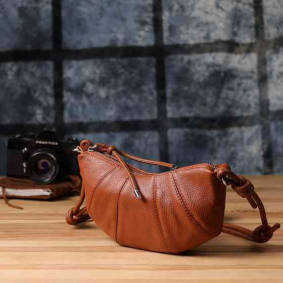 Напівкругла сумка жіноча з натуральної шкіри Vintage 22934 Коричневий Київ