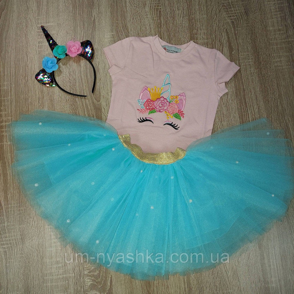 Дитяча біла футболка з єдинорогом вишивка Кривий Ріг - фото 3