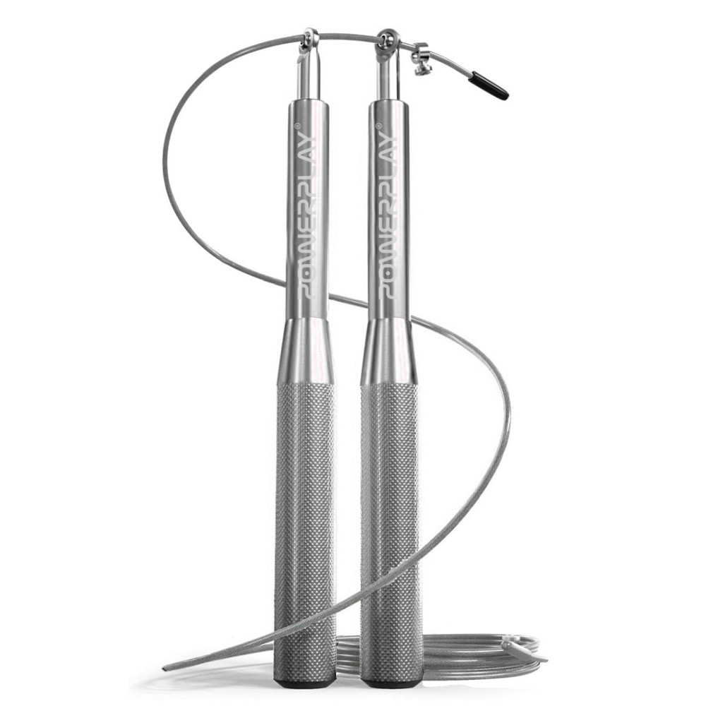 Скакалка швидкісна на підшипниках алюмінієва PowerPlay 4207 Elite Jump Rope Срібна (3m.) Луцьк - фото 1