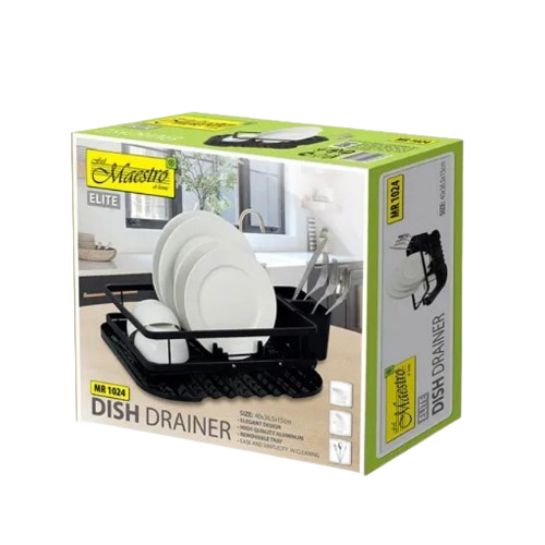 Сушарка для посуду з піддоном алюміній/пластик чорний MR-1024 Maestro Житомир - изображение 4