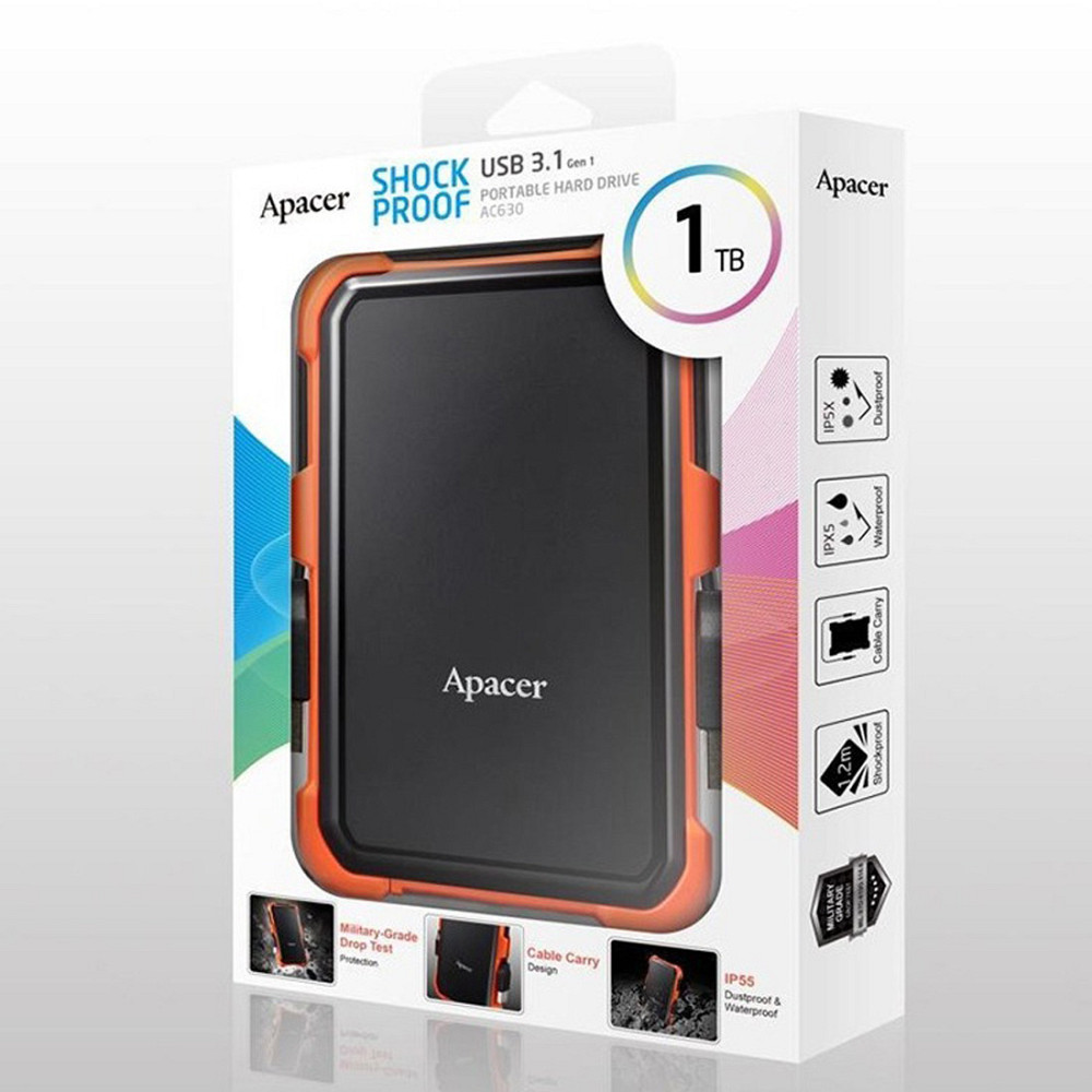 Зовнішній жорсткий диск PHD External 2.5'' Apacer USB 3.1 AC630 1TB Orange (color box) Київ - фото 2